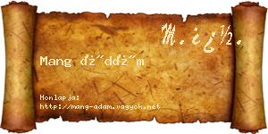 Mang Ádám névjegykártya